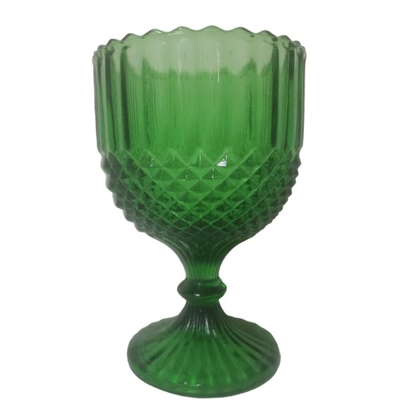 Anchor Hocking Vintage Green Goblet Compote Heavy Glass - Picture 4 of 4